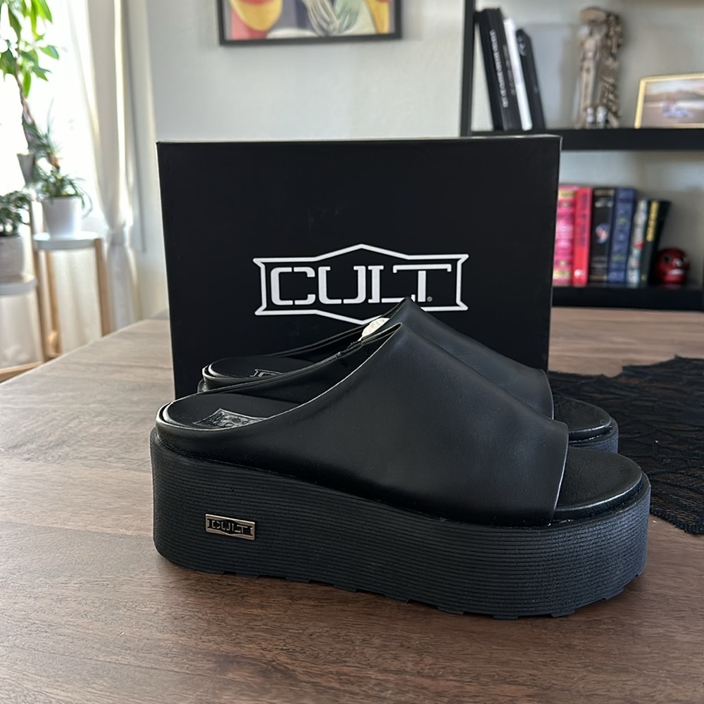 Cult, new, leather, black, sandals, size: US 9, eur 39 with box
